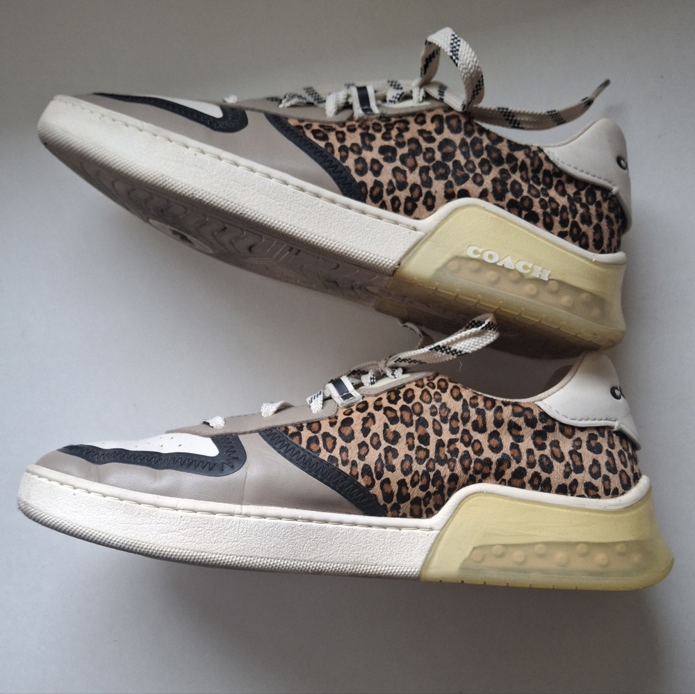 COACH "Citysole Court" Sneaker in Natural & Beechwood Animal Print - Size 10 - Picture 4 of 9